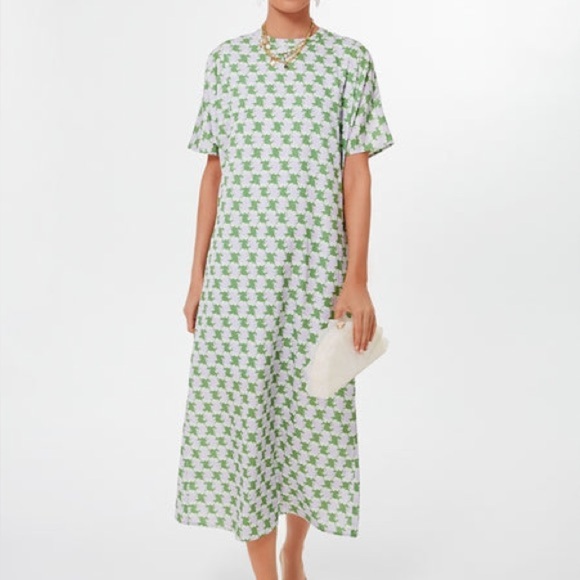 Tuckernuck Hyacinth House Green and Purple Geometric Brentwood Caftan Dress - Picture 1 of 7